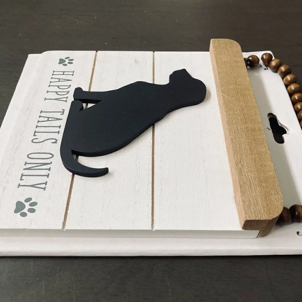 Farmhouse Dog Happy Tails Only Wooden Decor Sign